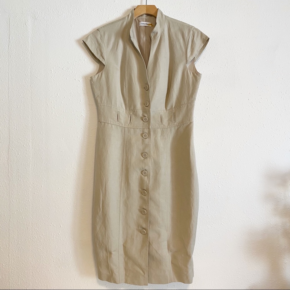 Calvin Klein beige tan dress